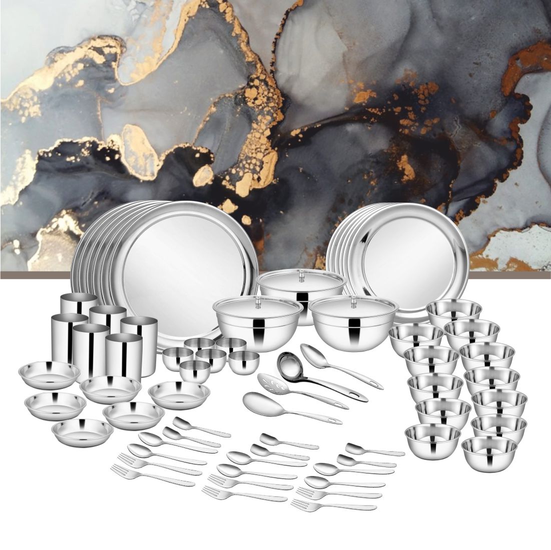 Stainless Steel 68 PCS Dinner Set (6 People) Shagun