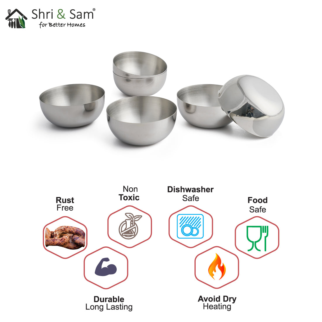 Stainless Steel 6 PCS Big Bowl Majestic