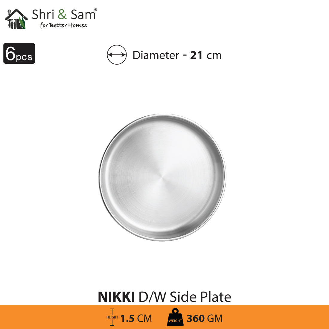Stainless Steel 6 PCS Double Wall Side Plate Nikki