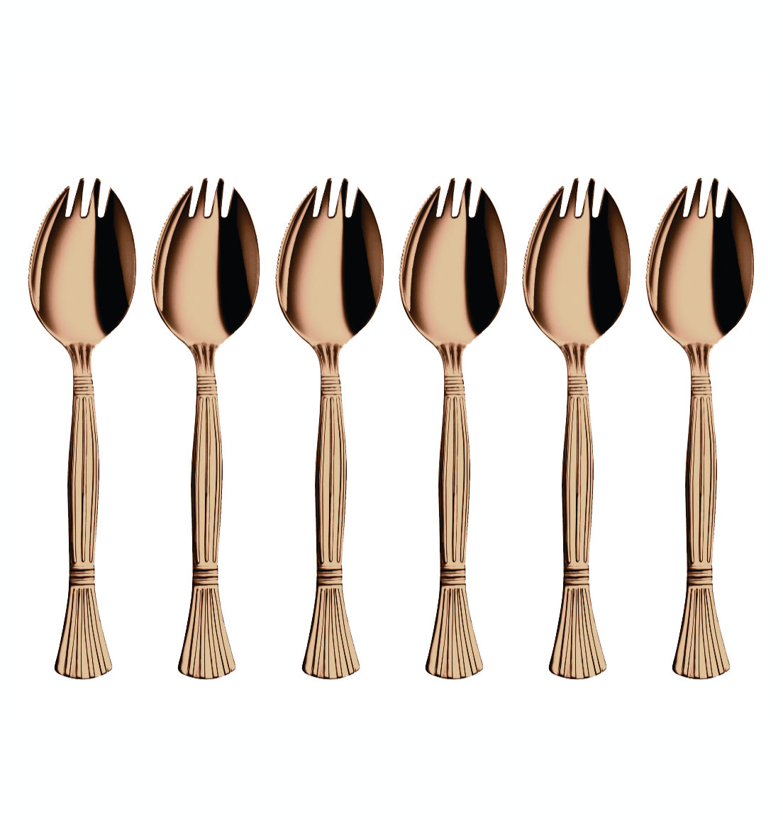 Stainless Steel 6 PCS Cutlery with Rose Gold PVD Coating Spork 3 IN 1