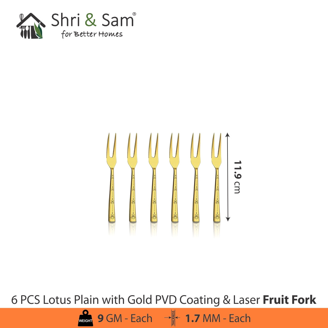 Stainless Steel Cutlery with Gold PVD Coating & Laser Lotus Plain