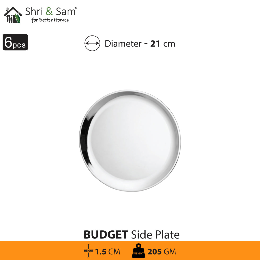 Stainless Steel 6 PCS Side Plate Budget