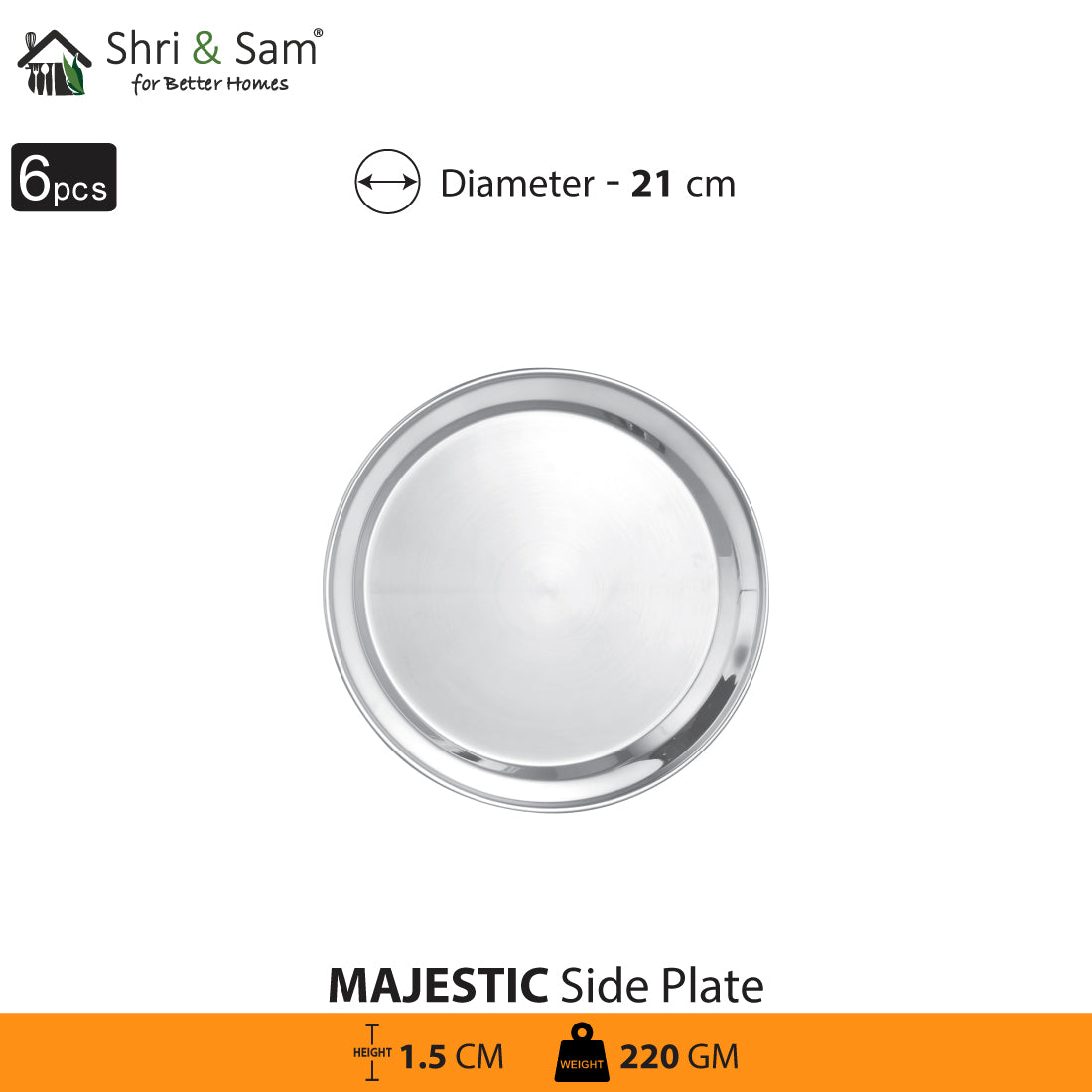 Stainless Steel 6 PCS Side Plate Majestic