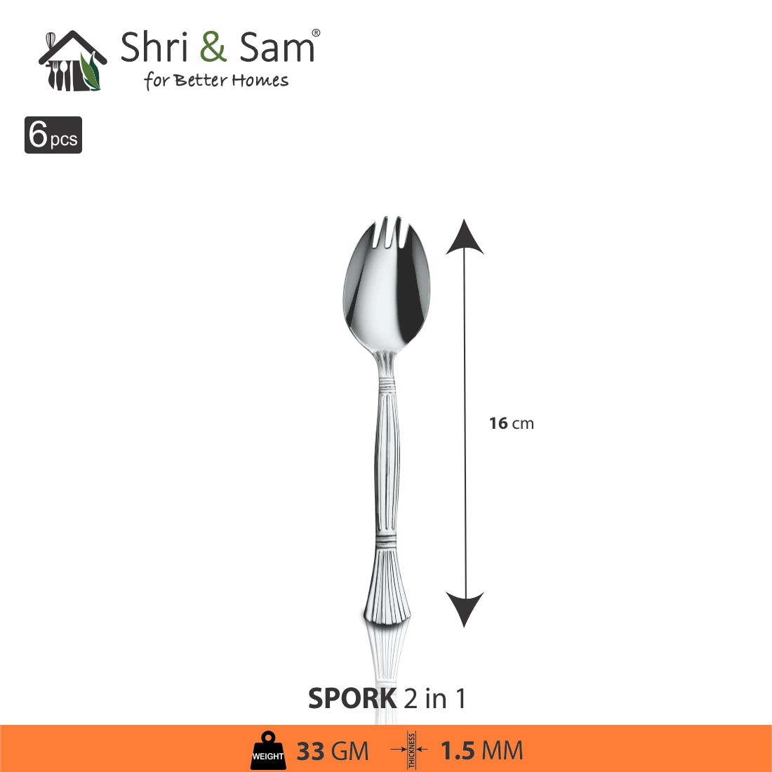 Jagdamba Cutlery Pvt Ltd. Cutlery 6 PCS Spork - 2 IN 1