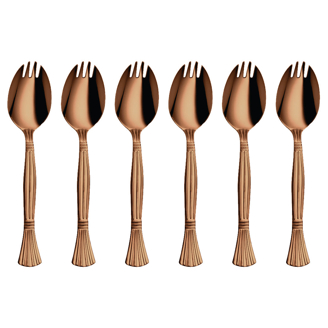 Stainless Steel 6 PCS Cutlery with Rose Gold PVD Coating Spork 2 IN 1