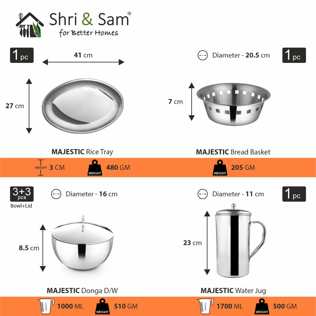 Stainless Steel 72 PCS Dinner Set (6 People) Majestic