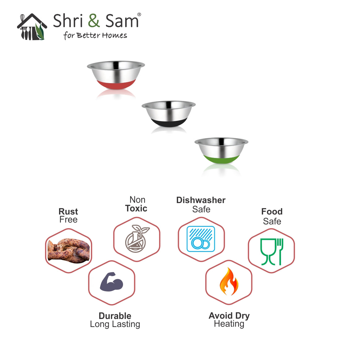 Stainless Steel Anti Skid 24 CM Mixing Bowl Ferro