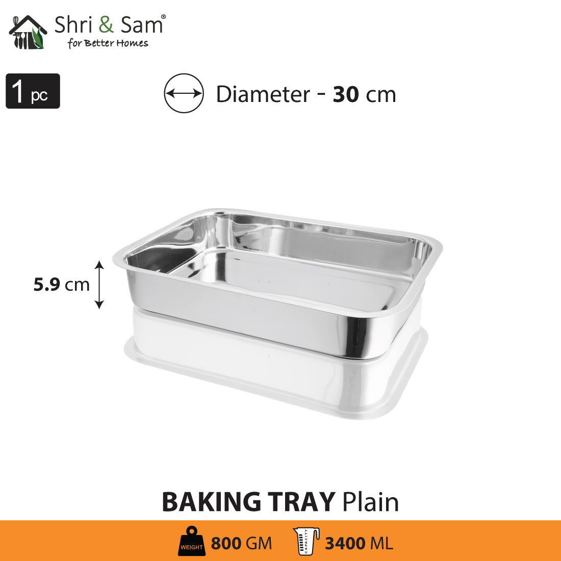 Stainless Steel Rectangular Baking Tray