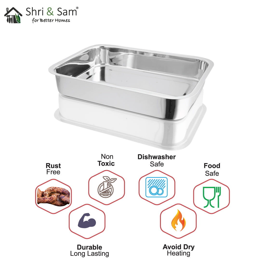 Stainless Steel Rectangular Baking Tray