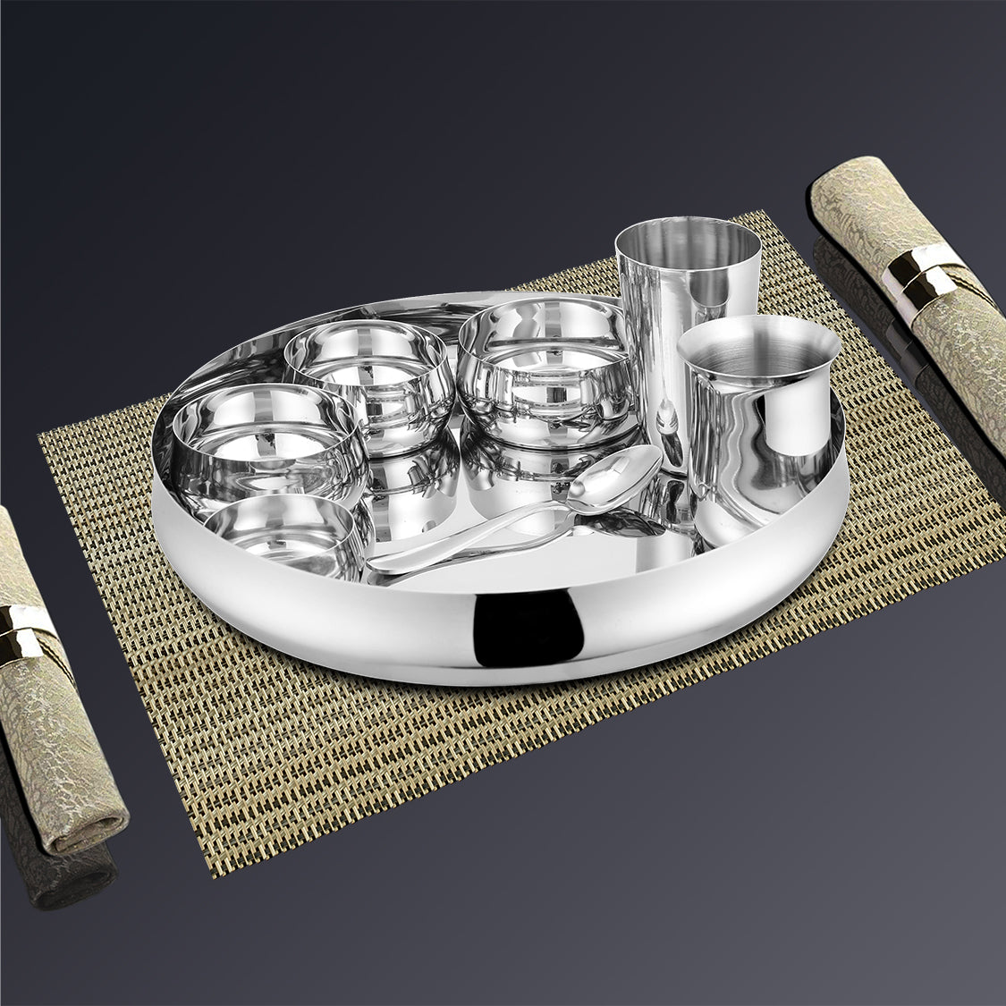 Stainless Steel Thali Set Belly