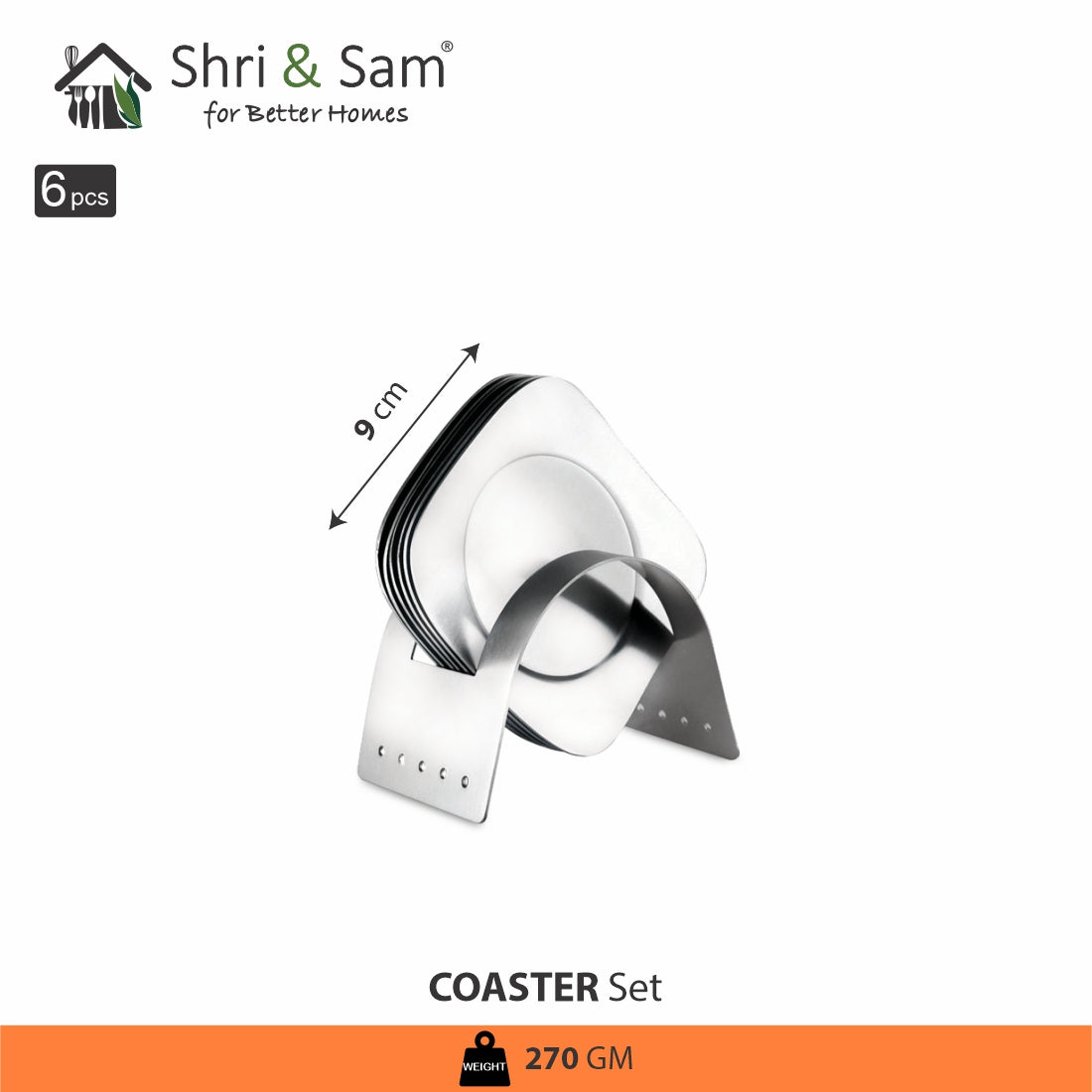 Stainless Steel 6 PCS Coaster Set