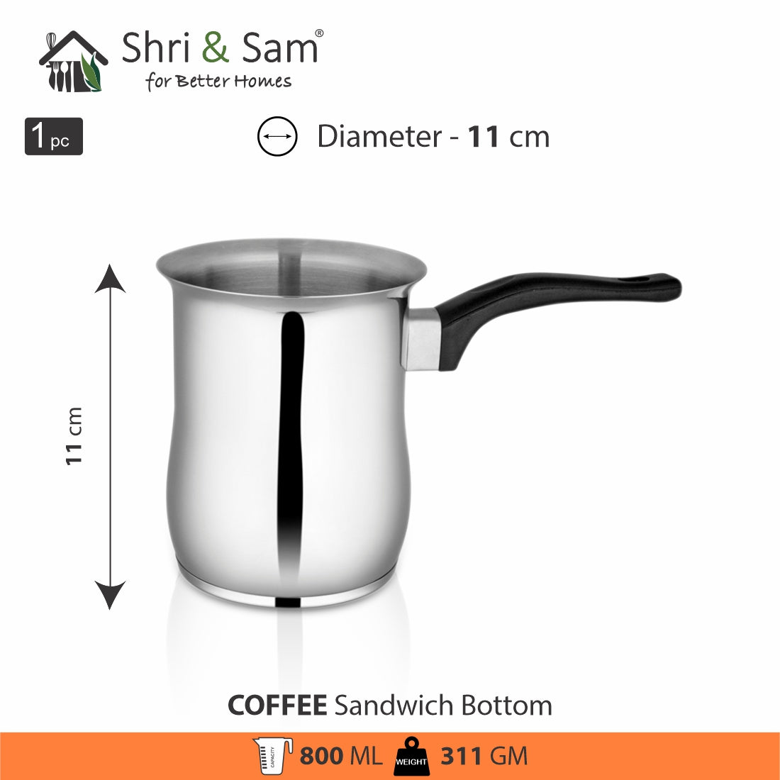 Stainless Steel Coffee Warmer with Sandwich Bottom