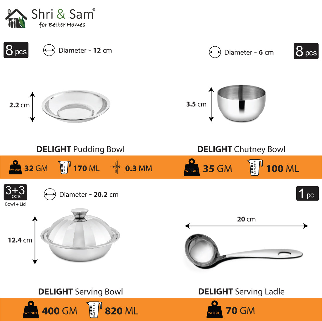 Stainless Steel 101 PCS Dinner set (8 People) Delight