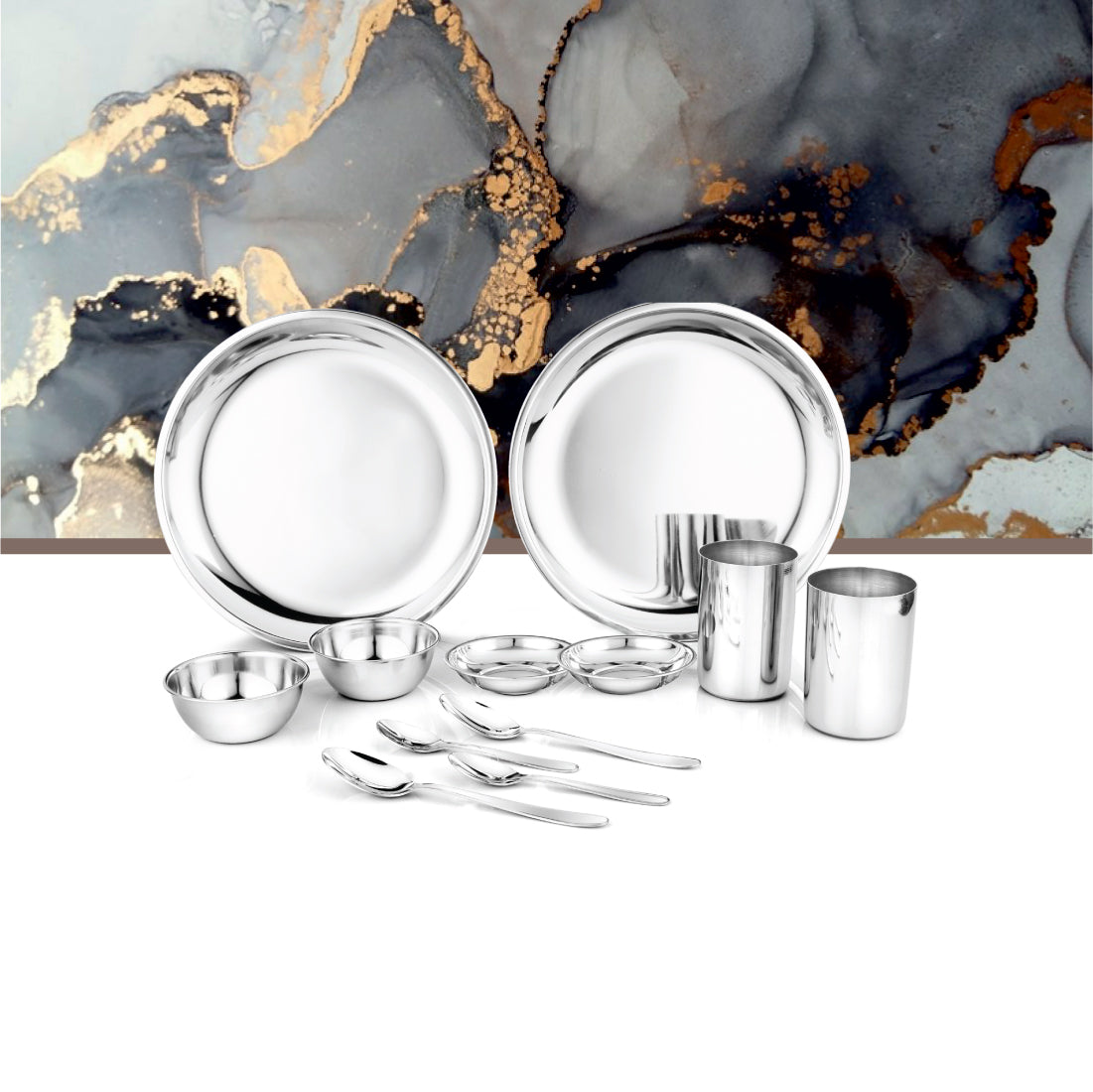 12 PCS Dinner set 2 People Shiny Stainless Steel Dinnerware