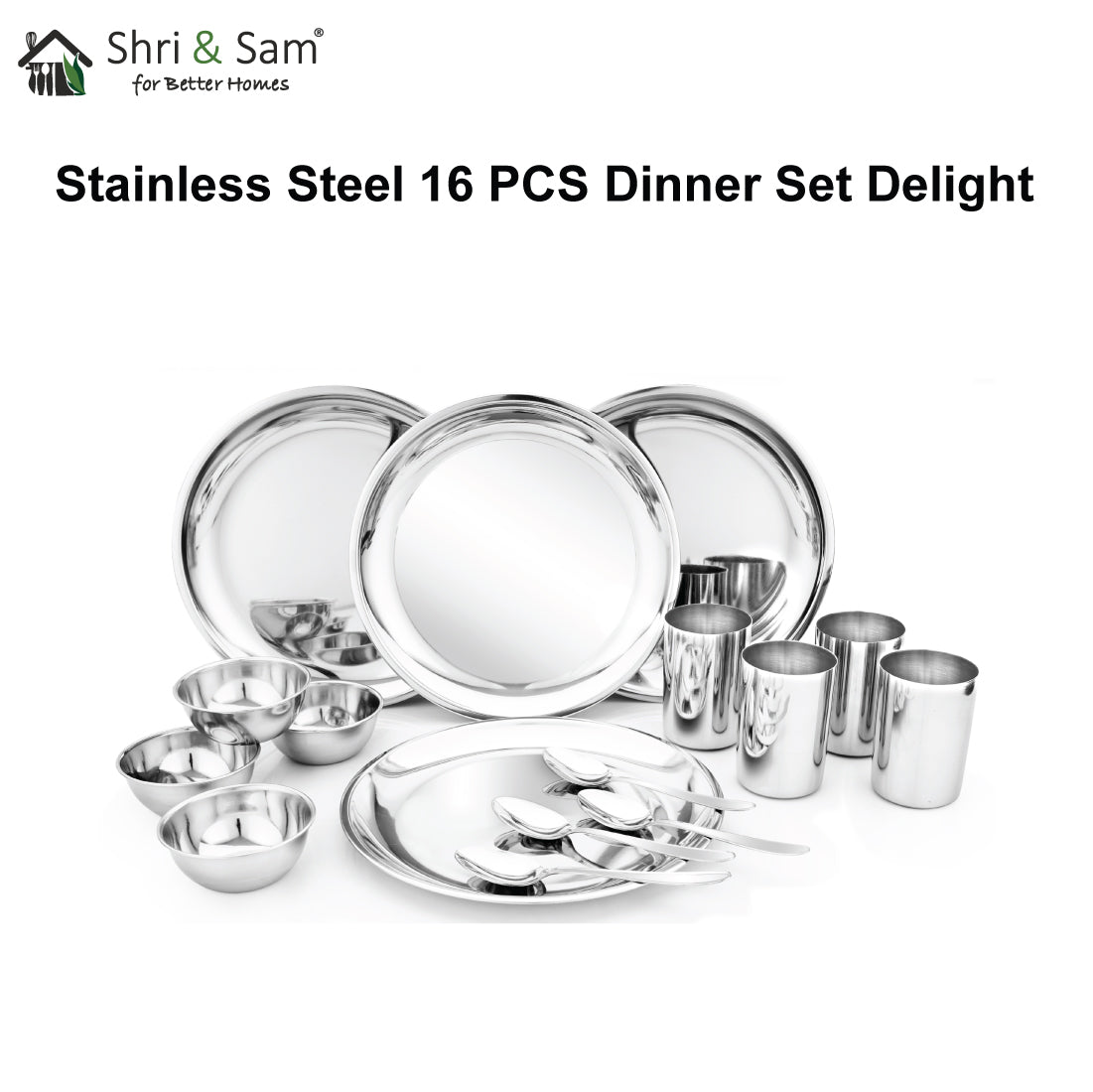 Stainless Steel 16 PCS Dinner Set (4 People) Delight