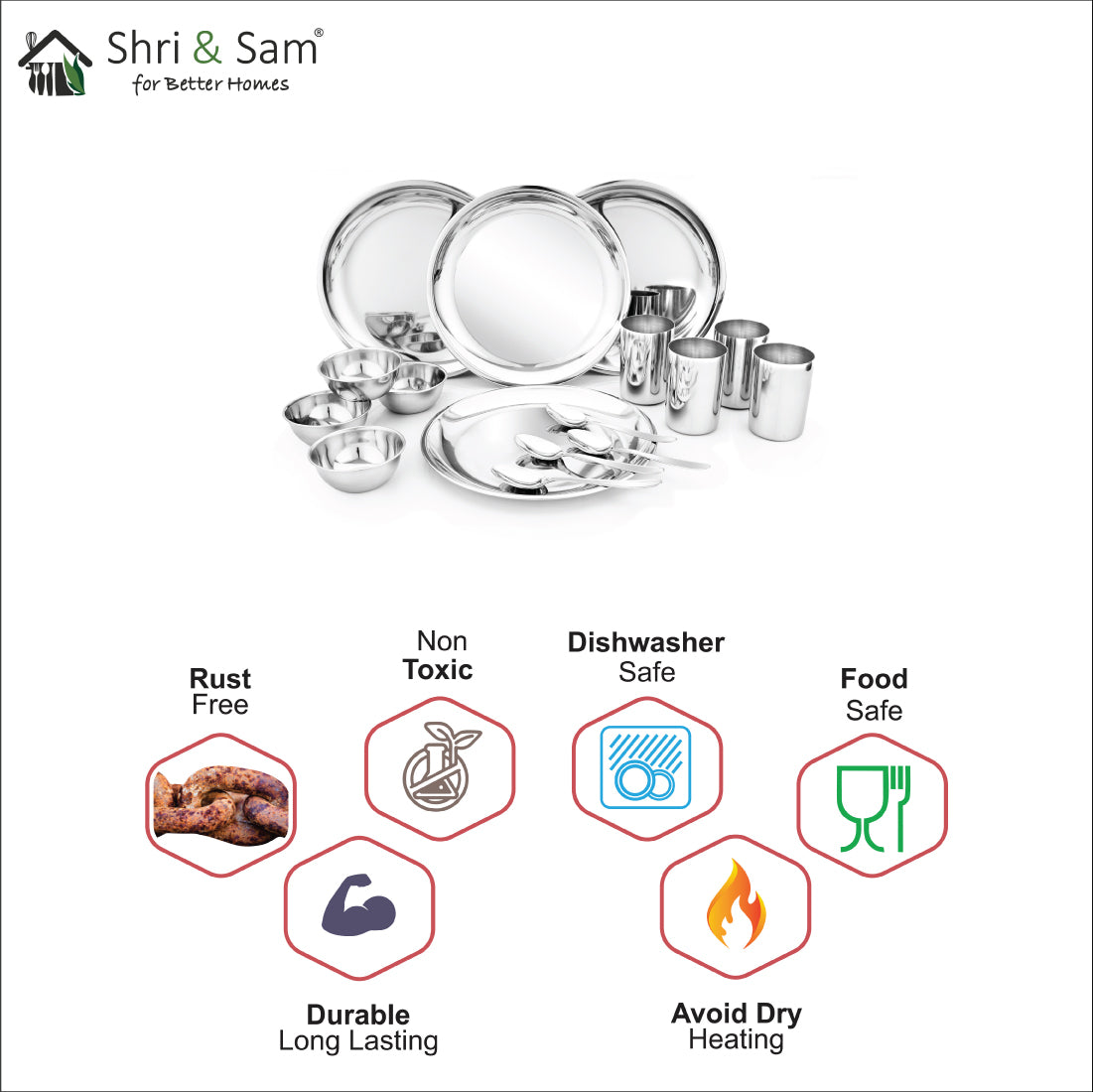 Stainless Steel 16 PCS Dinner Set (4 People) Delight