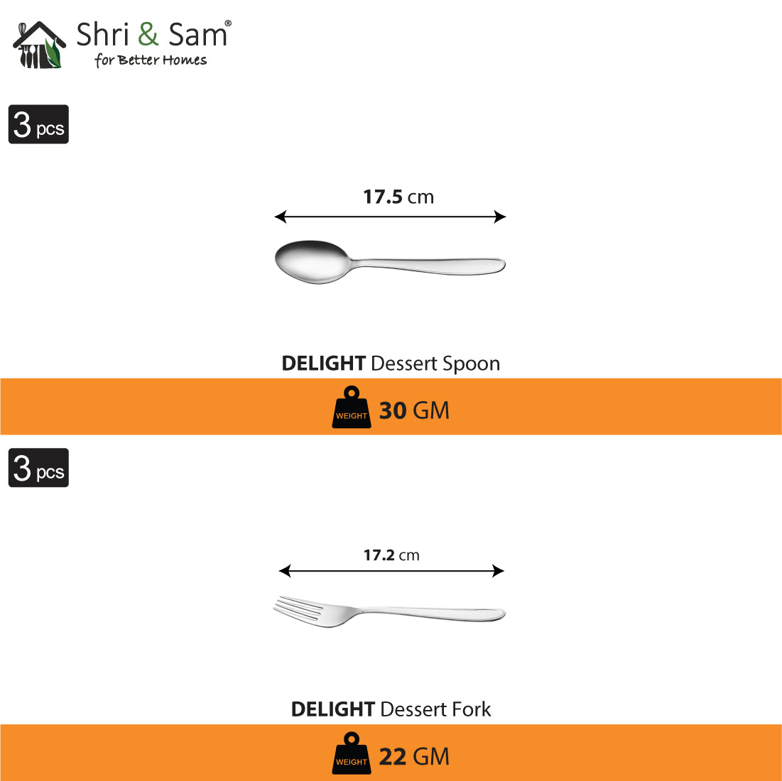 Stainless Steel 18 PCS Dinner set (3 People) Delight