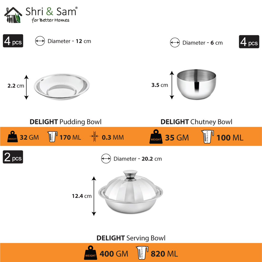 Stainless Steel 46 PCS Dinner set (4 People) Delight