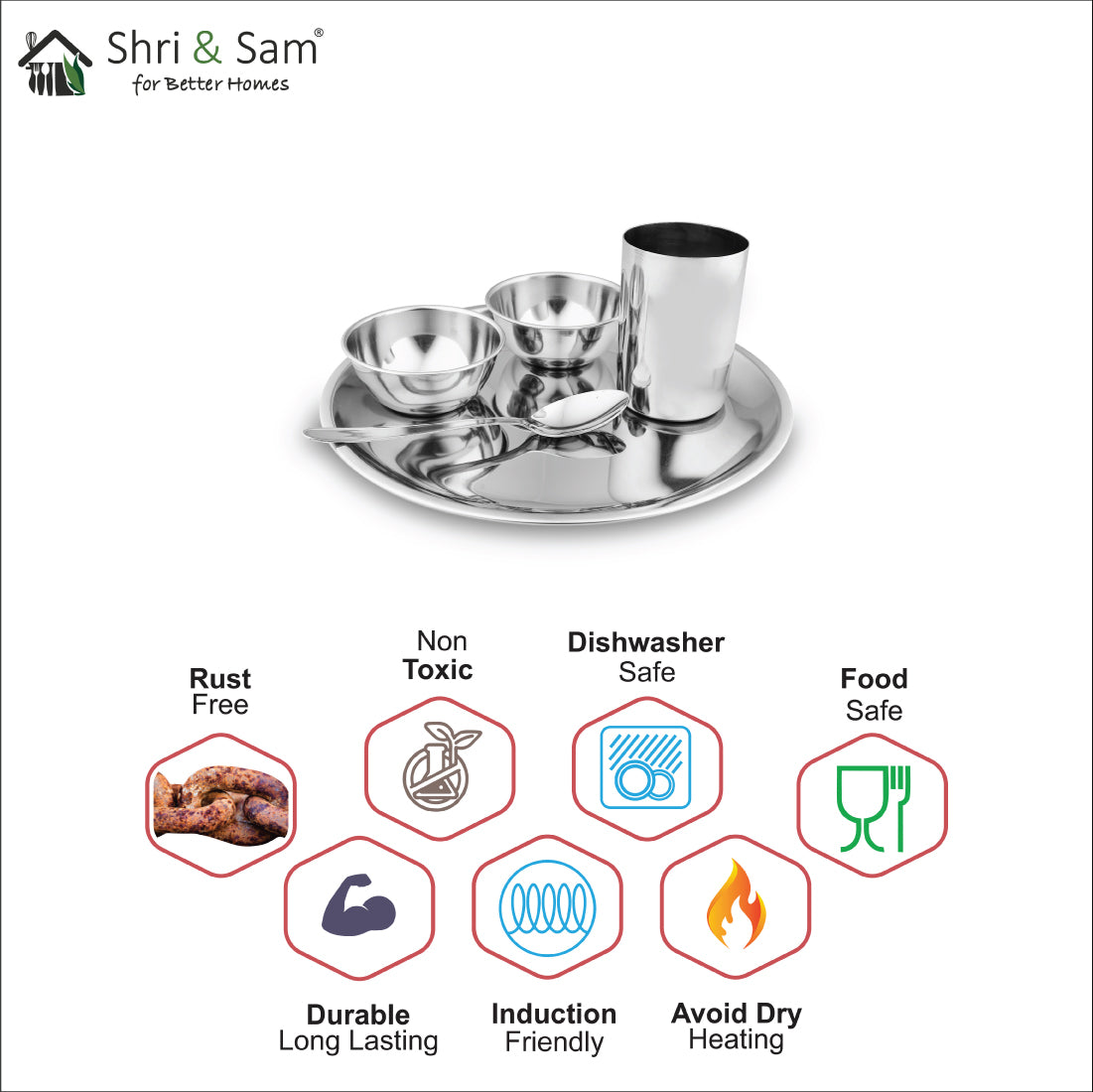 Stainless Steel 5 PCS Thali Set Delight