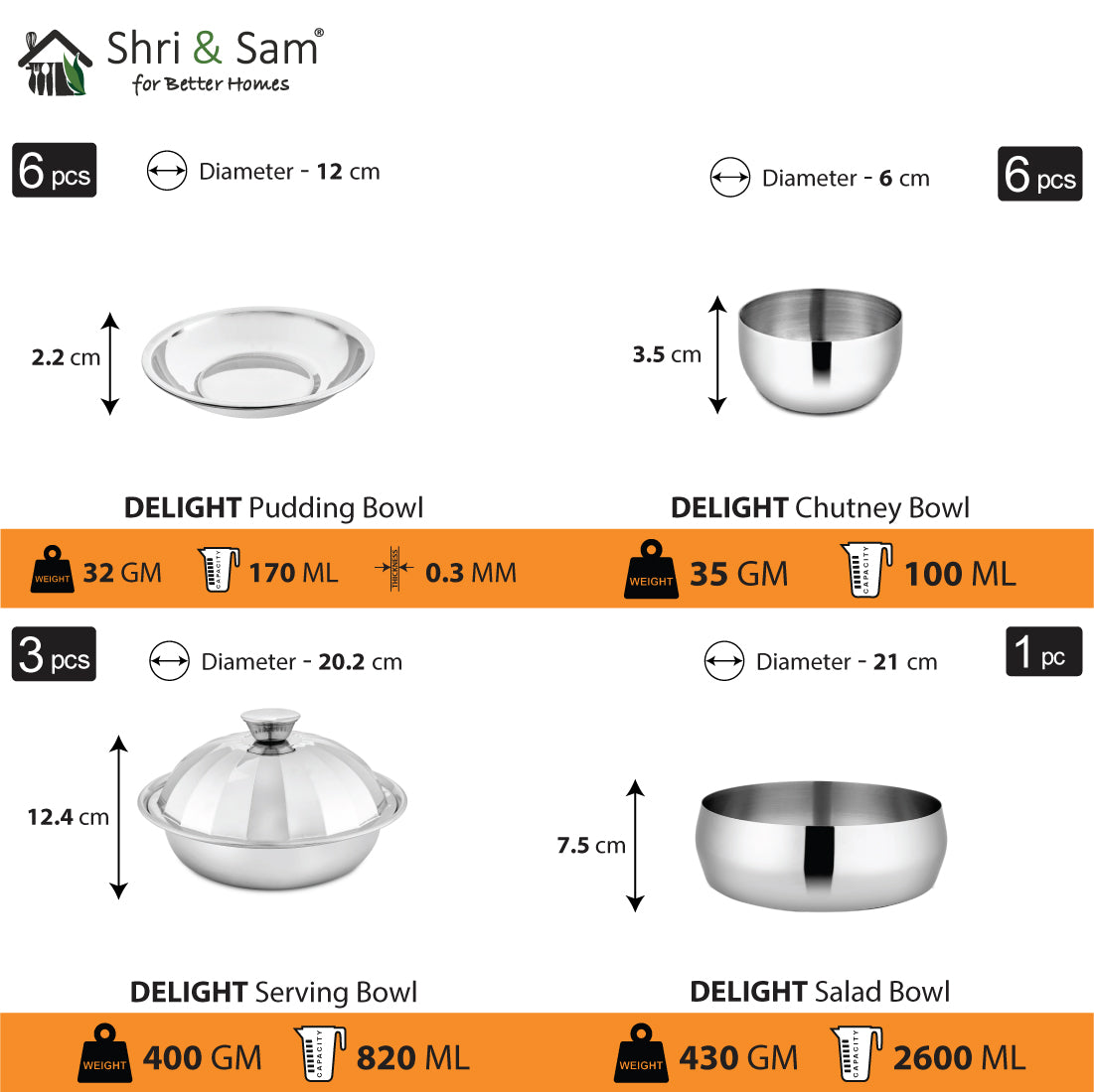 Stainless Steel 61 PCS Dinner set (6 People) Delight