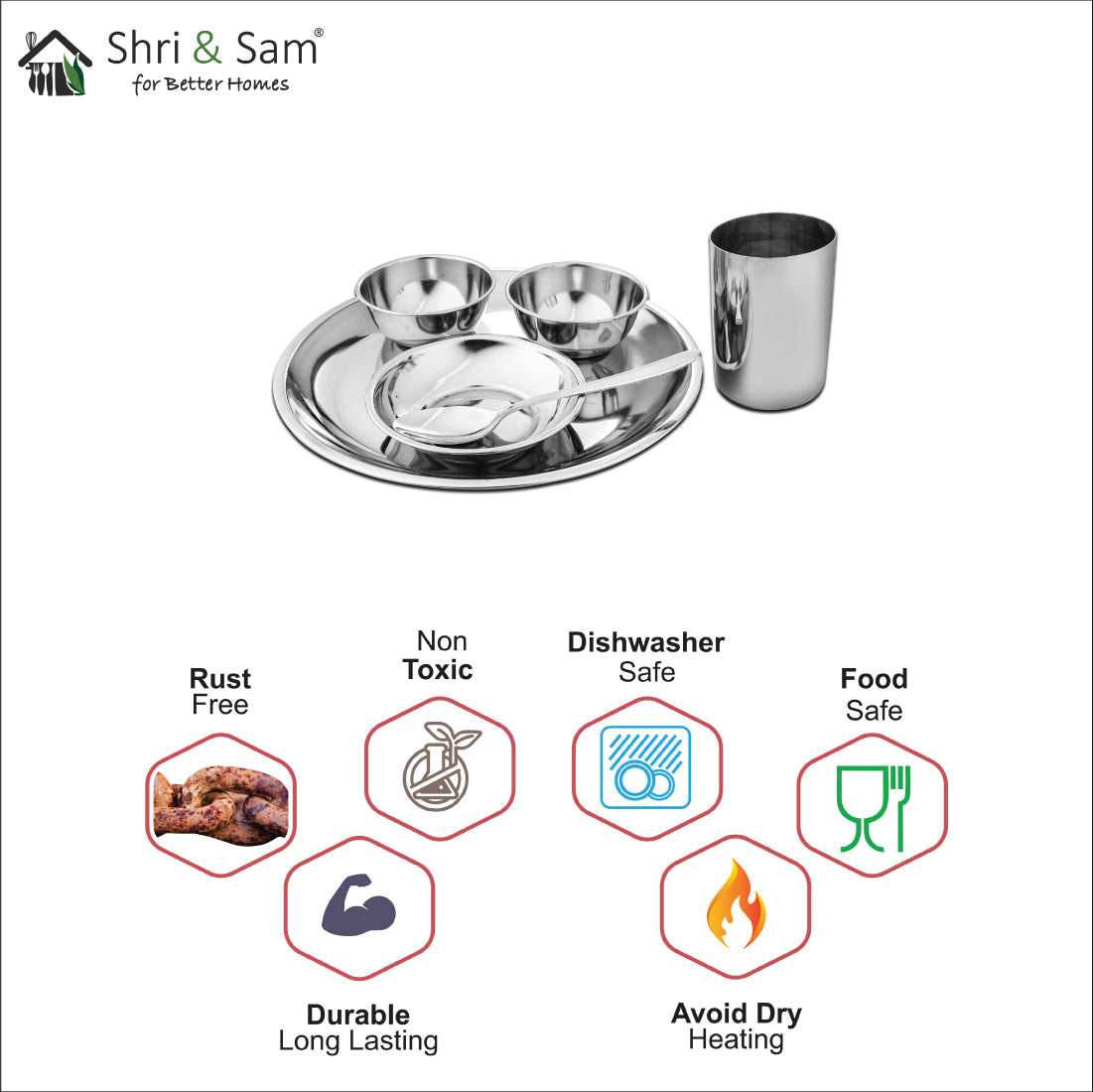 Stainless Steel 6 PCS Thali Set Delight