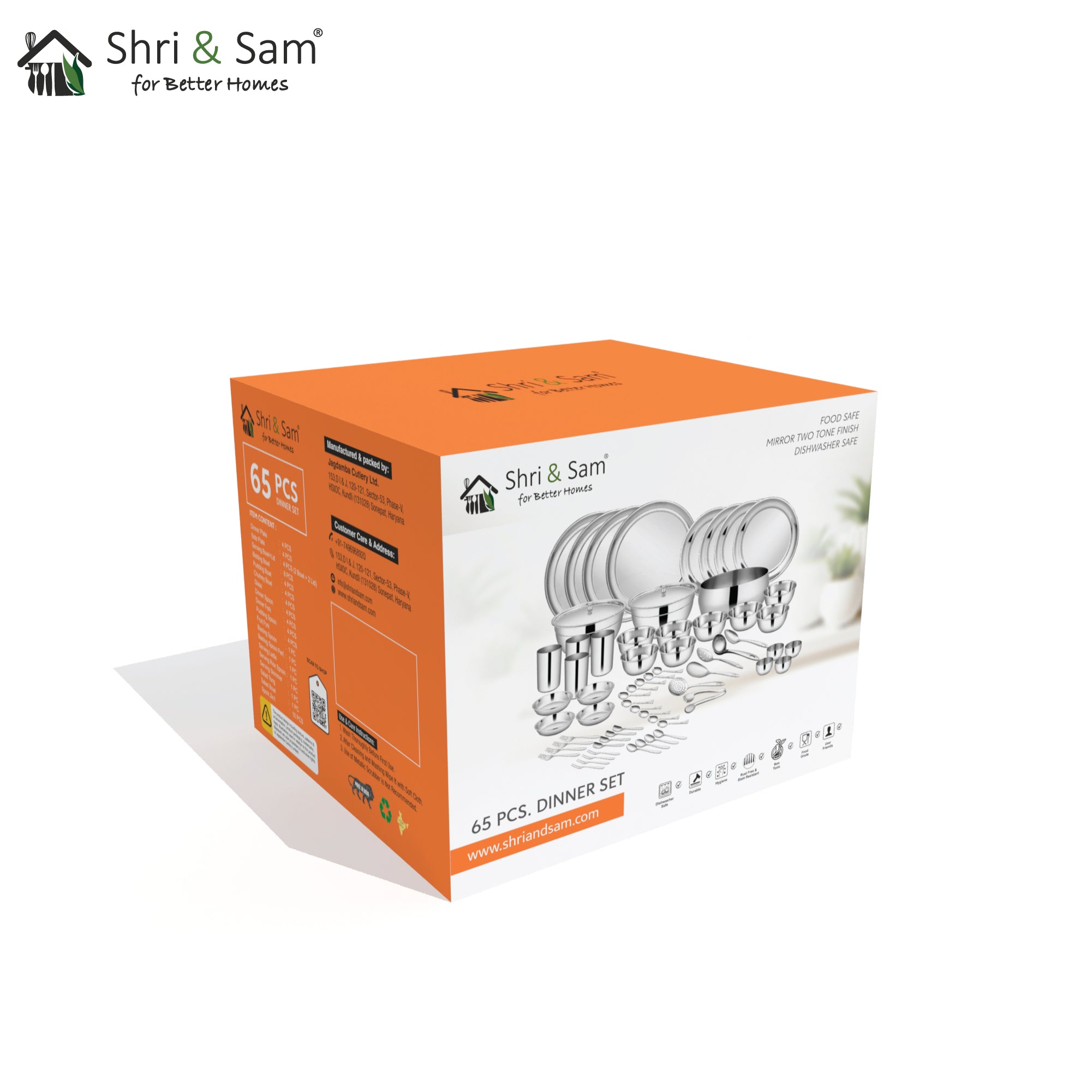 Stainless Steel 65 PCS Dinner Set (4 People) Shagun