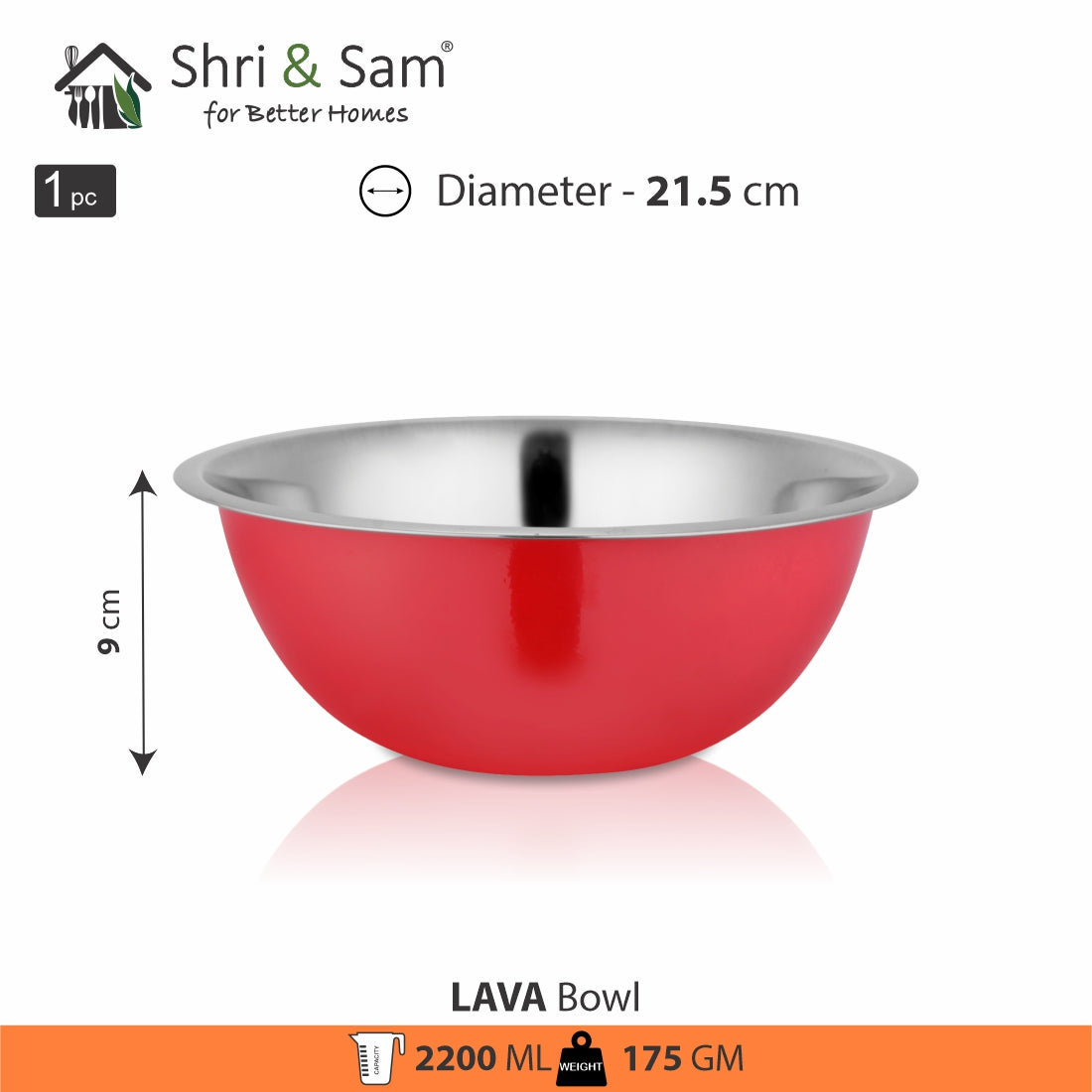 Stainless Steel Deep Mixing Bowl Lava