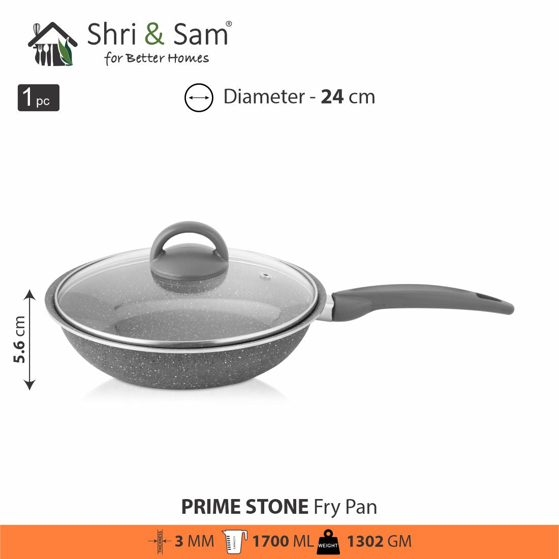 Aluminium Non-Stick Fry Pan with Glass Lid Primestone