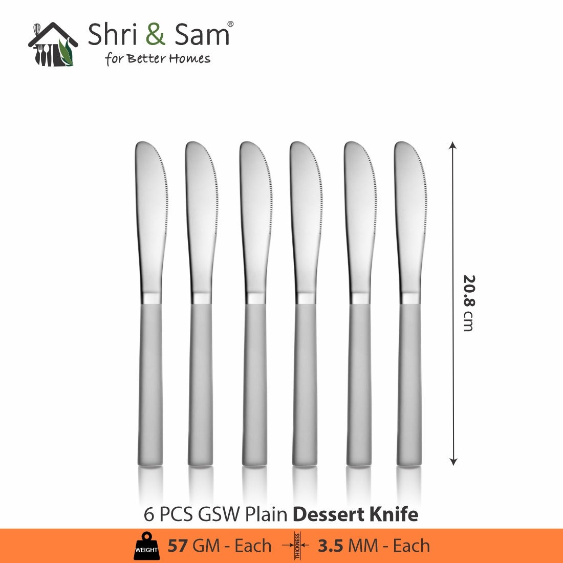 Stainless Steel 24 PCS Cutlery Set (6 Pcs Tea Spoon, 6 Pcs Dessert Spoon, 6 Pcs Dessert Fork and 6 Pcs Dessert Knife) with Leather Box GSW Plain