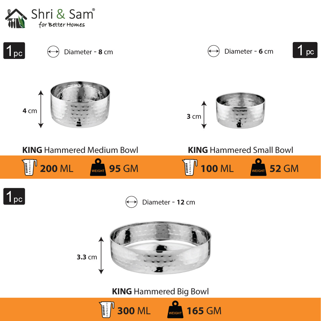 Stainless Steel Hammered Thali Set King