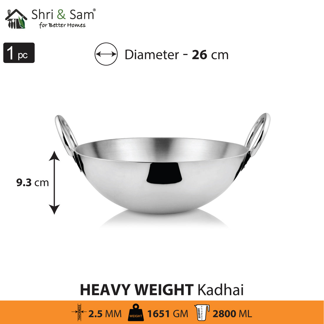 Stainless Steel Heavy Weight Kadhai