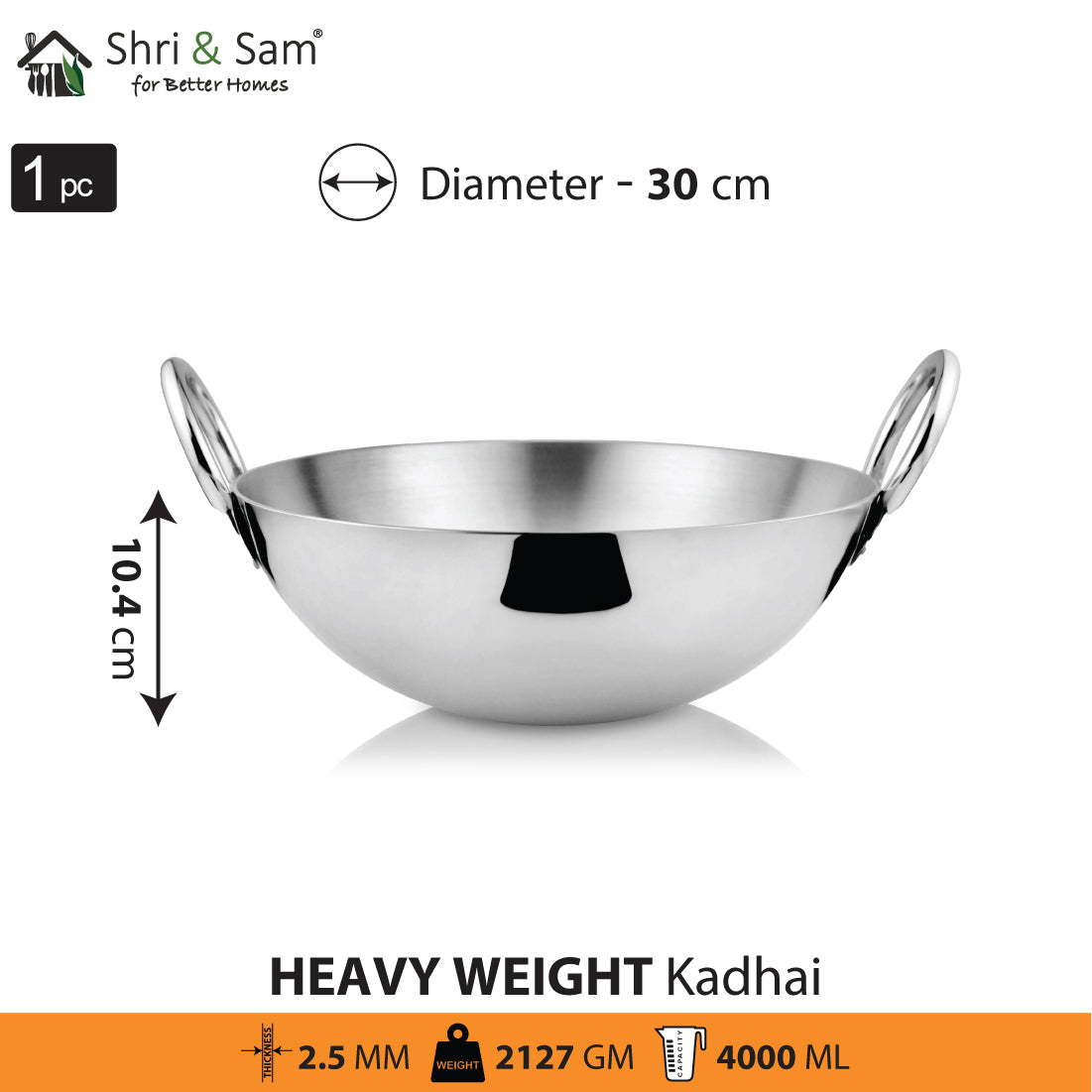 Stainless Steel Heavy Weight Kadhai