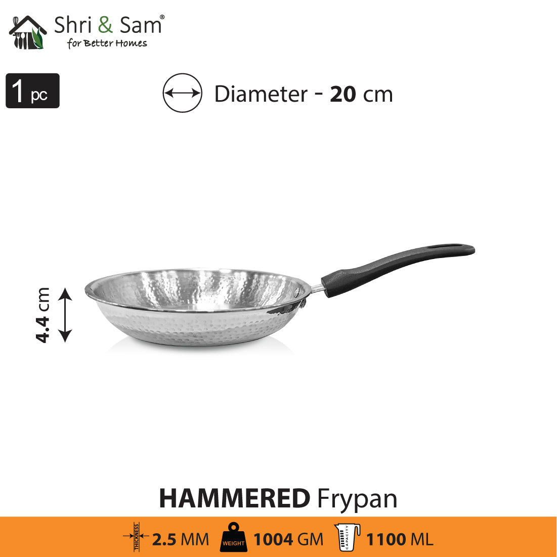 Stainless Steel Heavy Weight Hammered Fry Pan