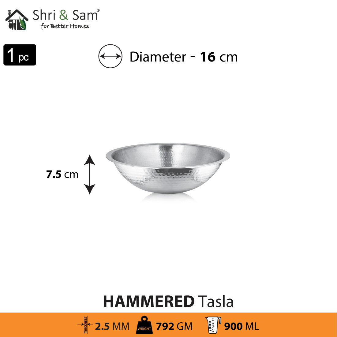 Stainless Steel Heavy Weight Hammered Tasla