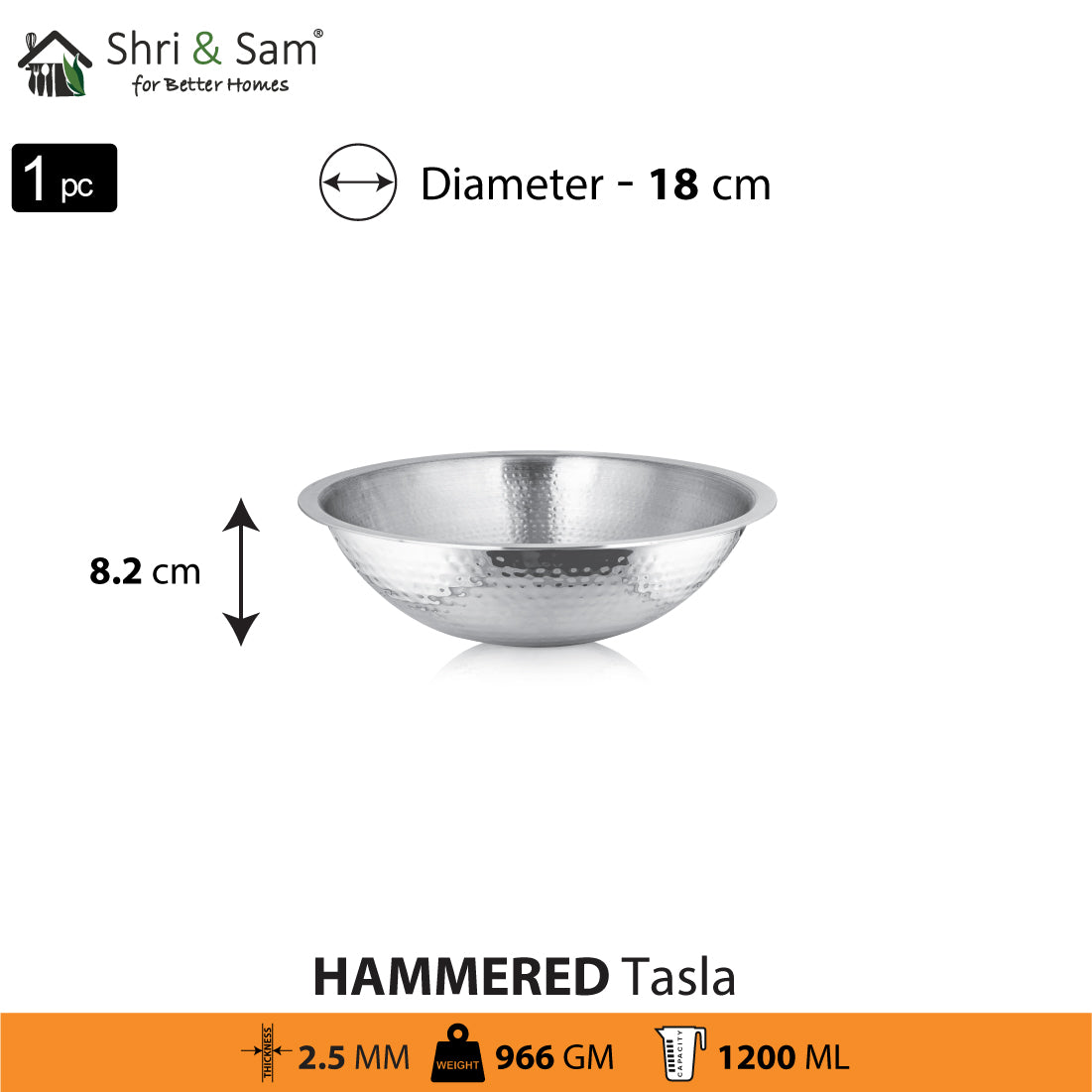 Stainless Steel Heavy Weight Hammered Tasla