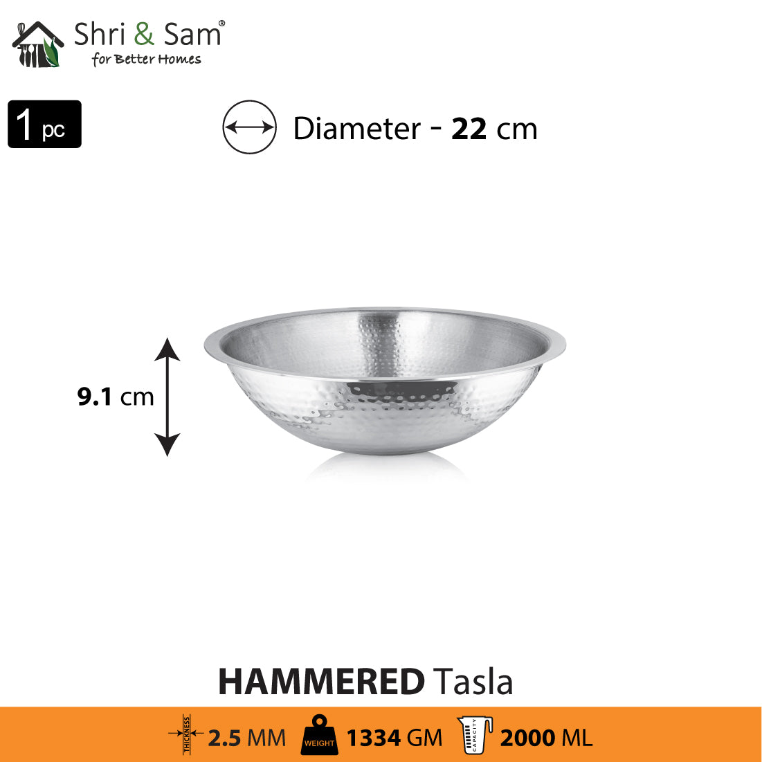 Stainless Steel Heavy Weight Hammered Tasla