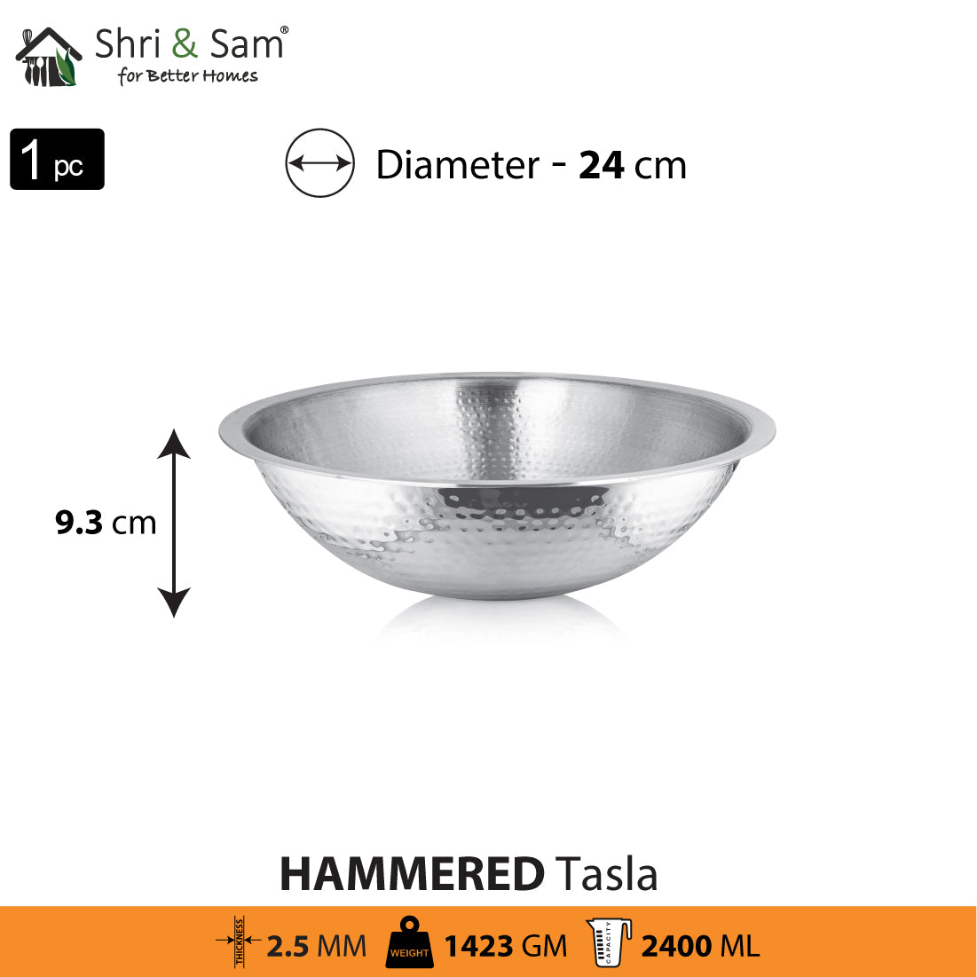 Stainless Steel Heavy Weight Hammered Tasla