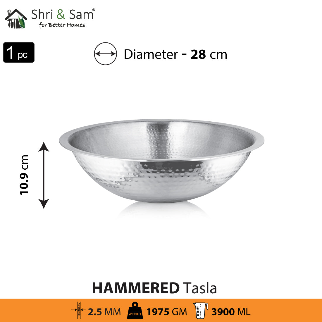 Stainless Steel Heavy Weight Hammered Tasla