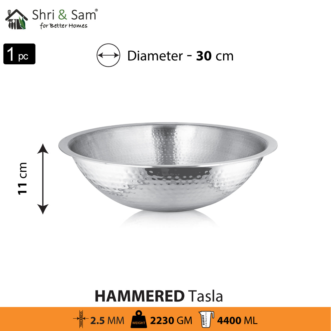 Stainless Steel Heavy Weight Hammered Tasla