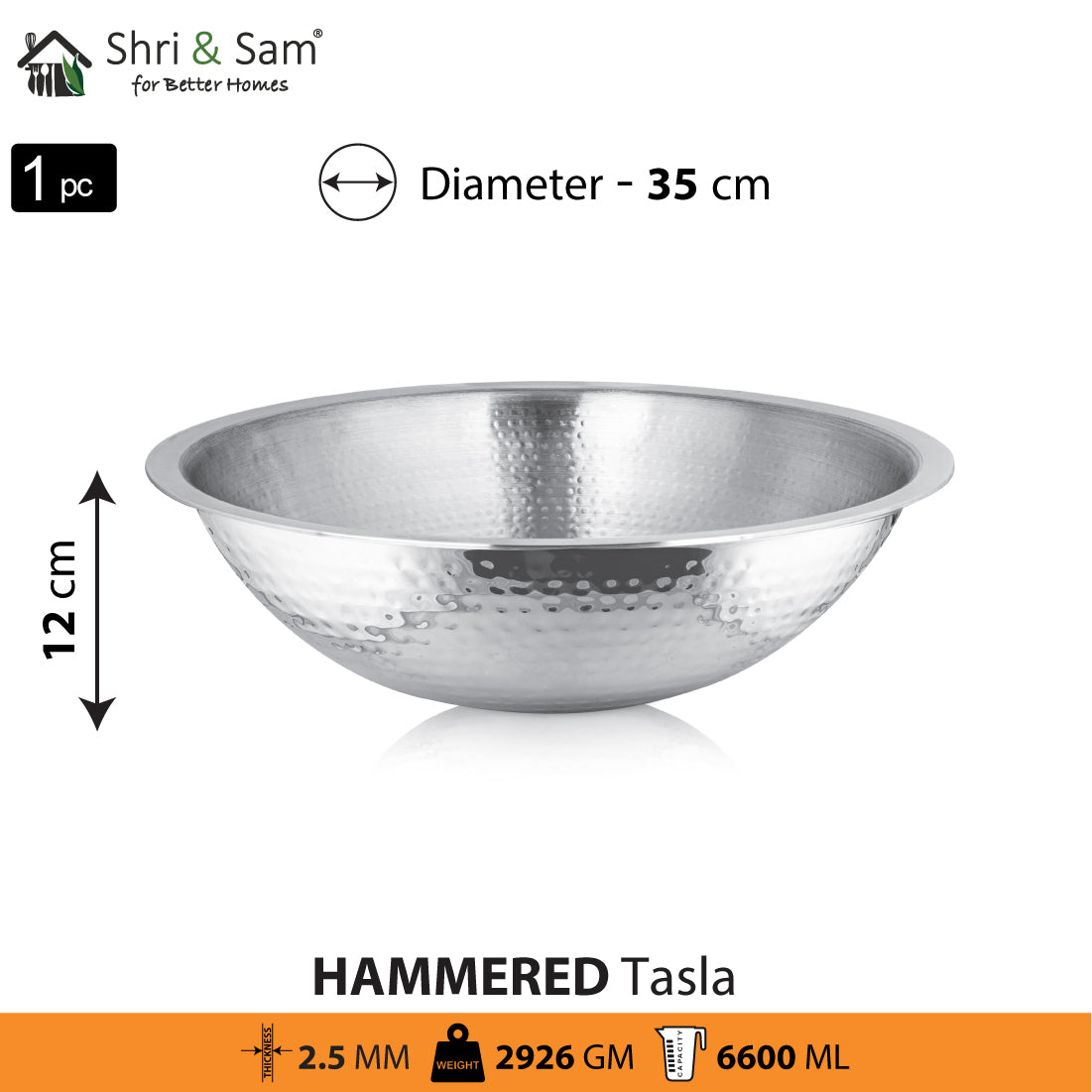 Stainless Steel Heavy Weight Hammered Tasla