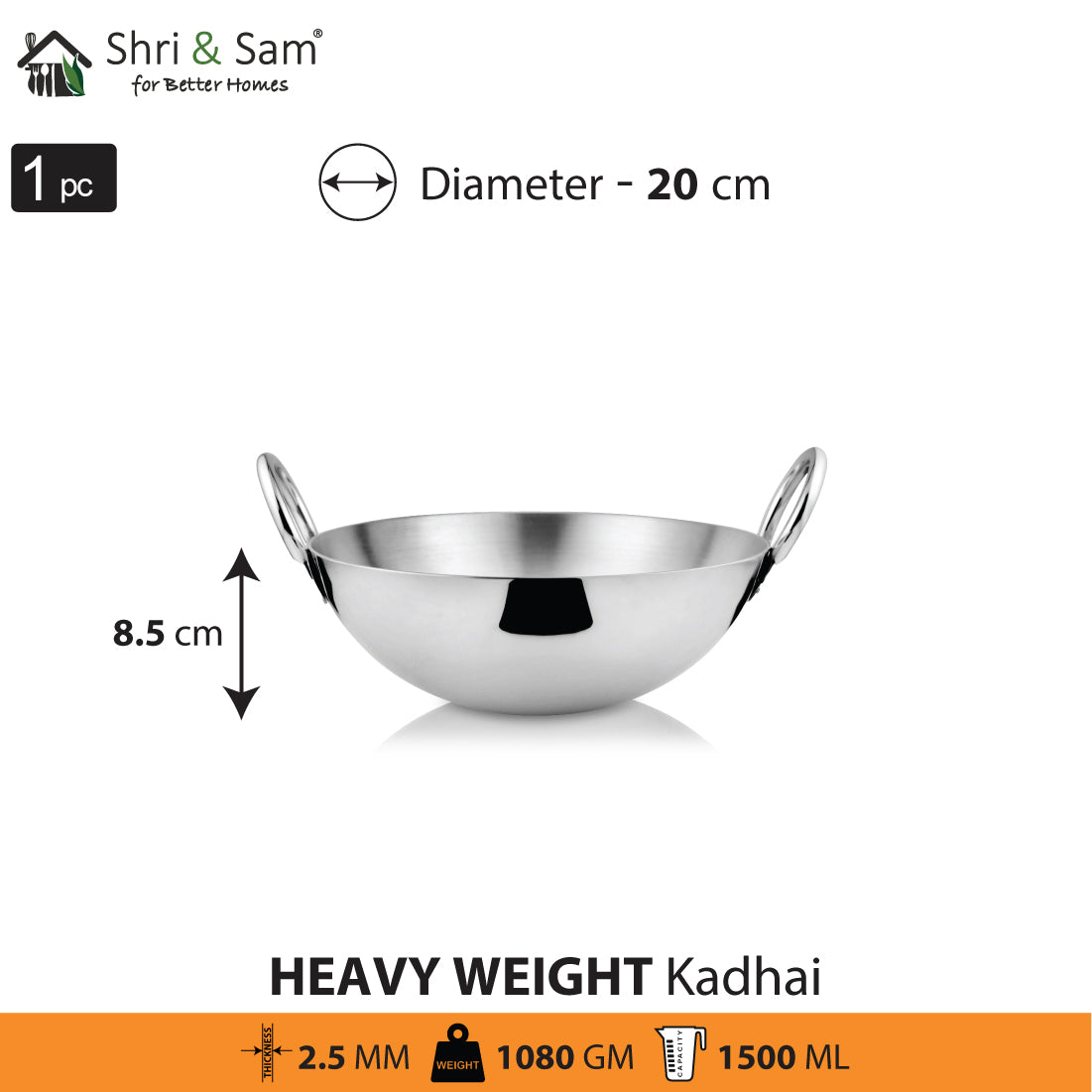 Stainless Steel Heavy Weight Kadhai