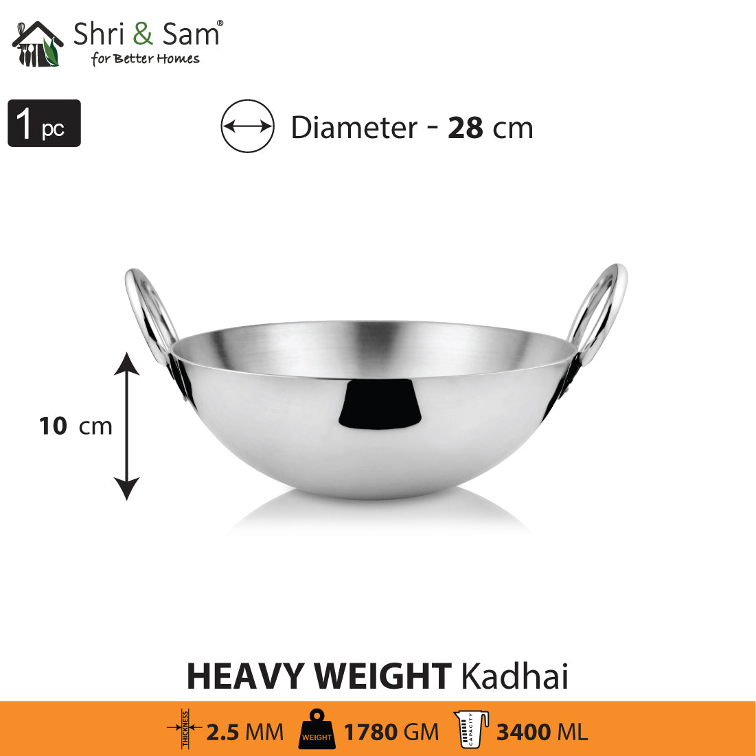 Stainless Steel Heavy Weight Kadhai