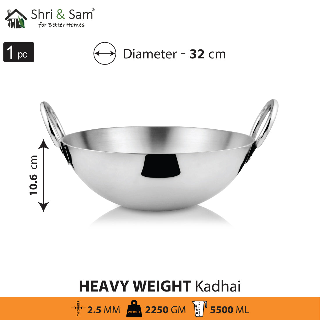 Stainless Steel Heavy Weight Kadhai