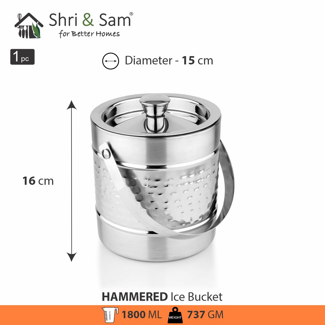 Stainless Steel Ice Bucket Hammered
