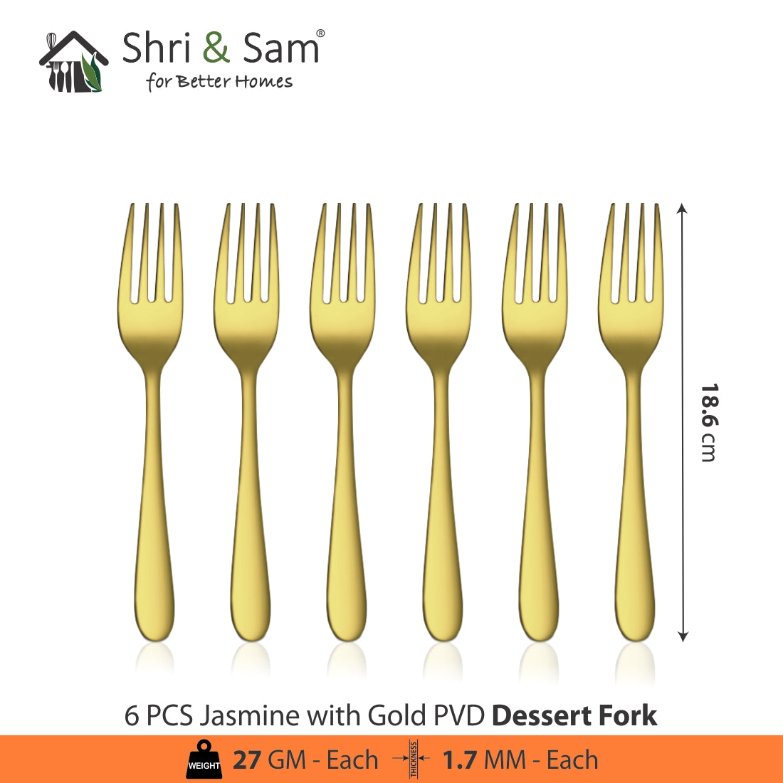 Stainless Steel Cutlery with Gold PVD Coating Jasmine