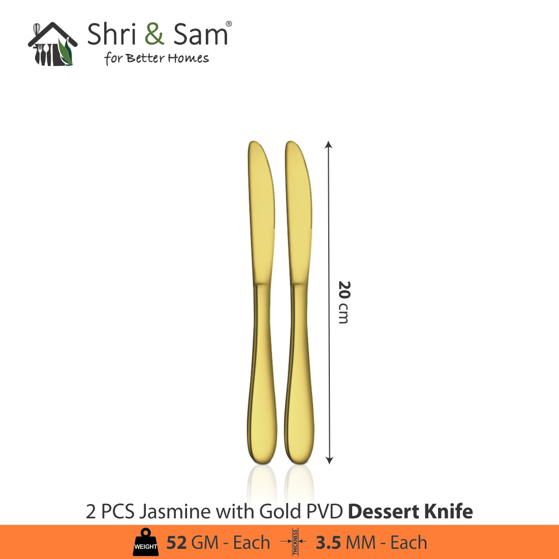 Stainless Steel Cutlery with Gold PVD Coating Jasmine