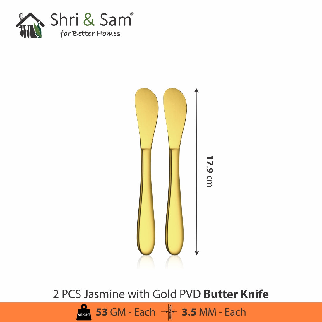 Stainless Steel Cutlery with Gold PVD Coating Jasmine