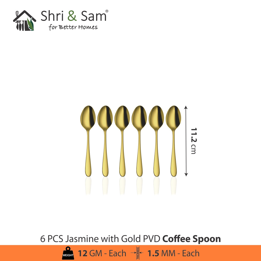 Stainless Steel Cutlery with Gold PVD Coating Jasmine