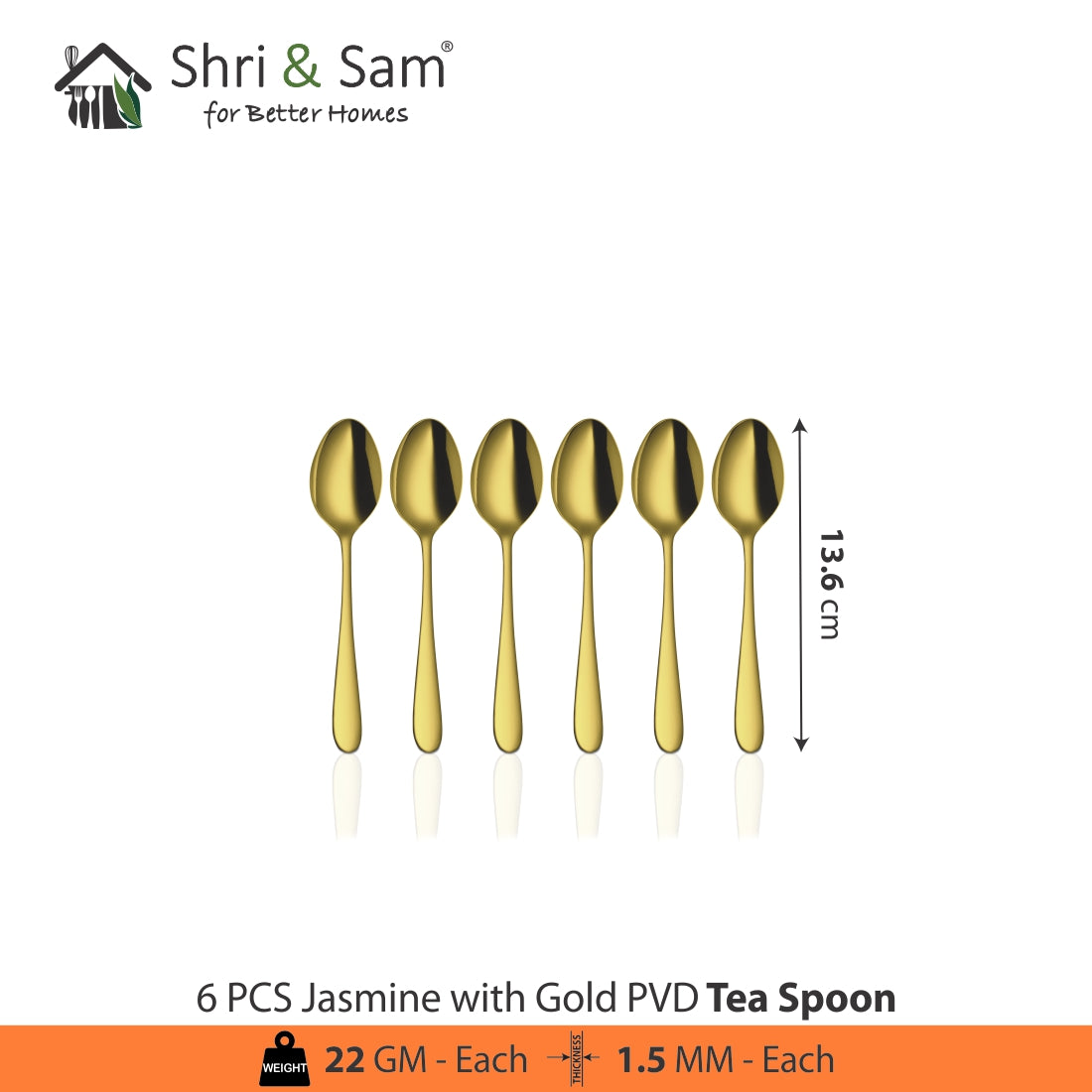 Stainless Steel Cutlery with Gold PVD Coating Jasmine