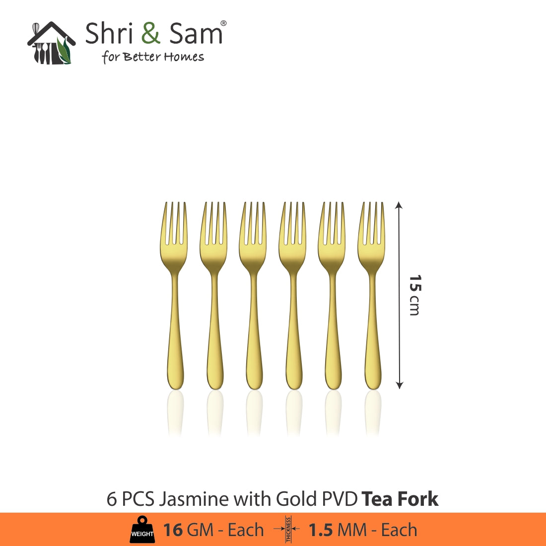 Stainless Steel Cutlery with Gold PVD Coating Jasmine